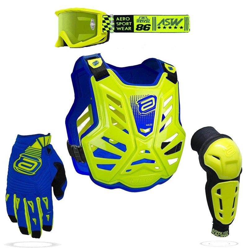 kit protecao para motocross asw amarelo